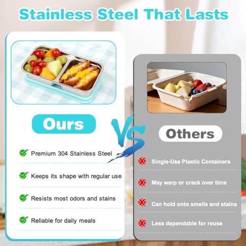 4 Pack Stainless Steel Snack Containers with Lids (4 Count)