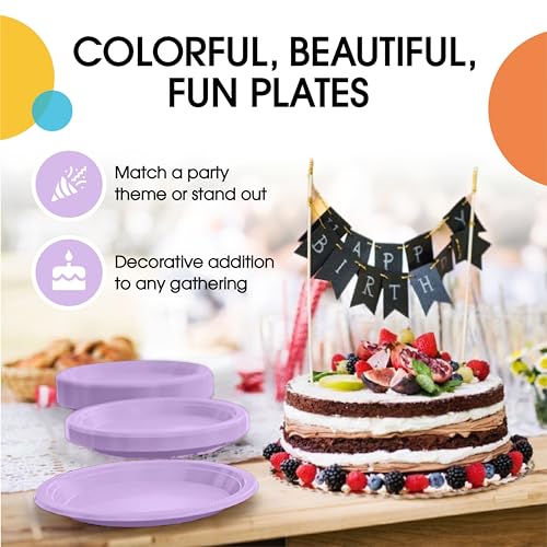 Party Solids Sturdy Lavender Plastic Plates 10" Party Plates 100 Pcs (100 Count)