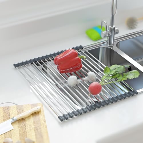 Expandable Roll Up Dish Drying Rack Over The Sink Rack