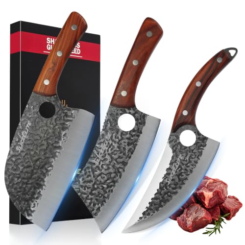 Hand Forged Professional Butcher Knife (3 Count)
