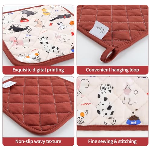 Cute Dog Oven Mitts and Pot Holders Set (4 Count)