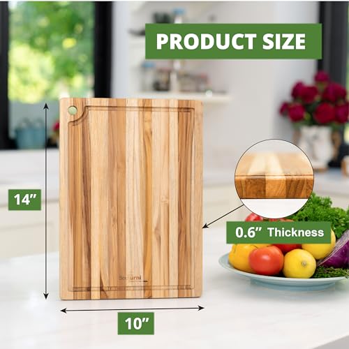 Teak Wood Board with Juice Groove & Hanging Hole