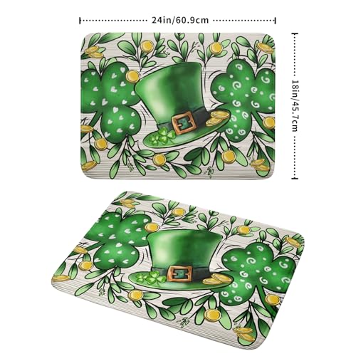 St Patrick's Day Shamrock Dish Drying Mat 18x24 inch Eucalyptus Leaves Dishes Pad Dish Drainer Mats Absorbent Fast Dry Kitchen Accessories