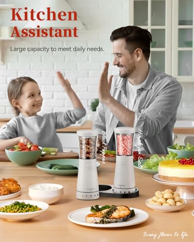 Electric Salt and Pepper Grinder Set with Storage Base (2 Count)