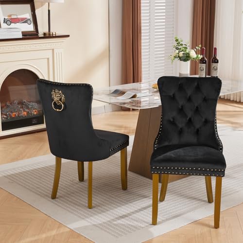 Black Velvet Dining Chairs Set of 2 (2 Count)