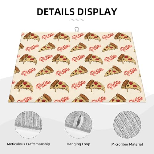 Cute Pizza Food Microfiber Dish Drying Mat for Kitchen Counter 18"x24" Funny Dishes Pad Dish Drainer Rack Mats Washable Absorbent Fast Dry
