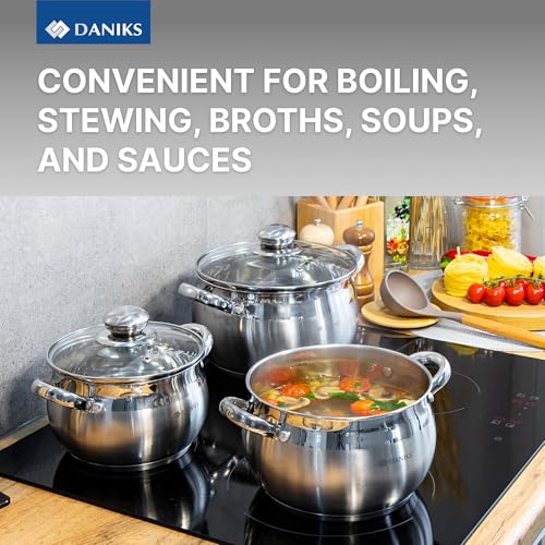 Classic 6 Piece Stainless Steel Cookware Set with Glass Lids (6 Count)