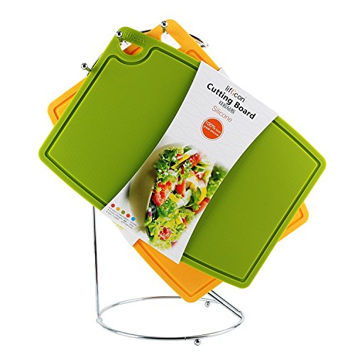 Thick Cutting Boards for Kitchen Silicone Chopping Board Set of 2 Mid 12.6'' x 9.1” (2 Count)