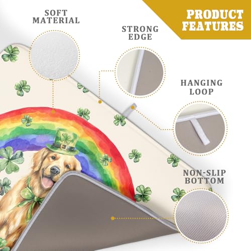 Funny Dog Dish Drying Mats for Kitchen Countertop Large Microfiber Absorbent Coffee Bar Mat