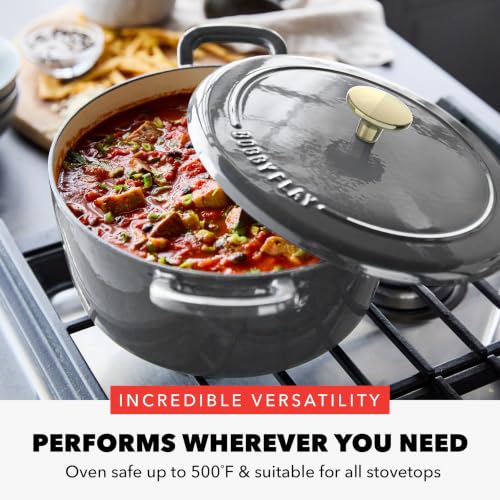 x Bobby Flay 5.5QT Enameled Cast Iron Dutch Oven With Lid