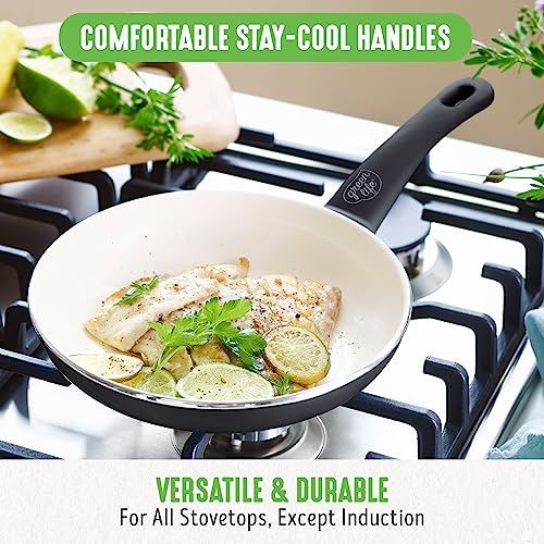 Soft Grip Healthy Ceramic Nonstick 23 Piece Kitchen Cookware Pots and Frying Sauce Saute Pans Set with Kitchen Utensils