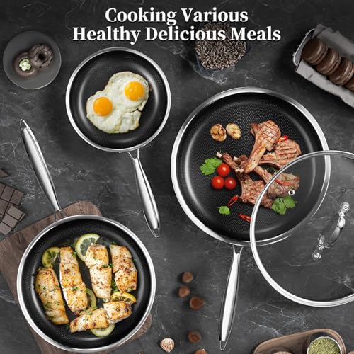 Nonstick Titanium Ceramics Stainless Steel Frying Pan Set