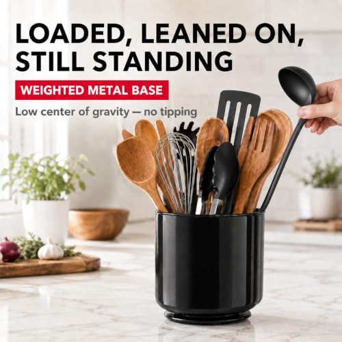 Plastic Extra Large Kitchen Rotating Black Utensil Holder Countertop Caddy