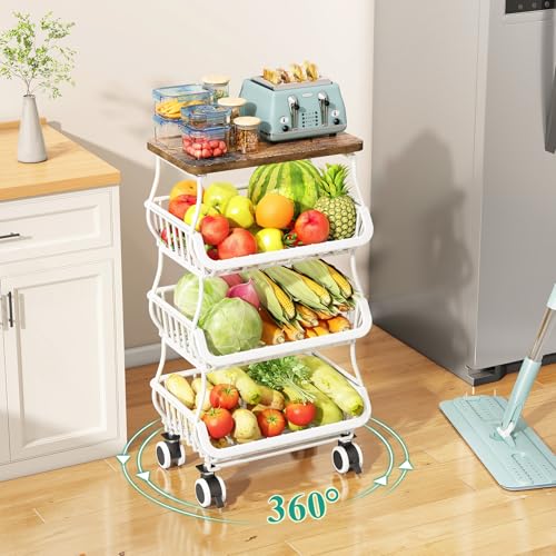4 Tier Fruit and Vegetable Basket Stand for Kitchen