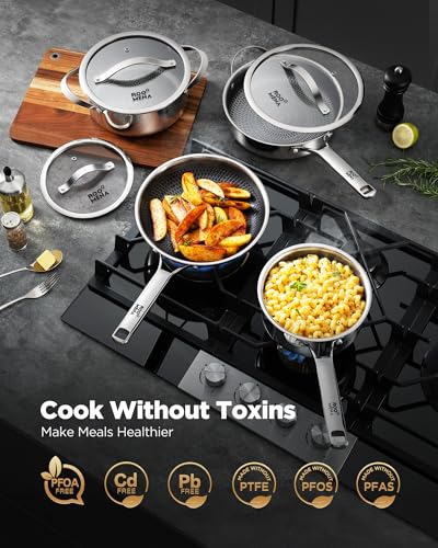 Pots and Pans Set Hybrid Stainless Steel (10 Count)