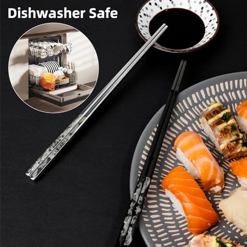 Dragon & Phoenix Reusable Stainless Steel Chopsticks Set (2 Count)