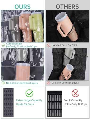 35 Pocket Door Hanging Cup Organizer Fit for Stanley Tumbler 30 40oz