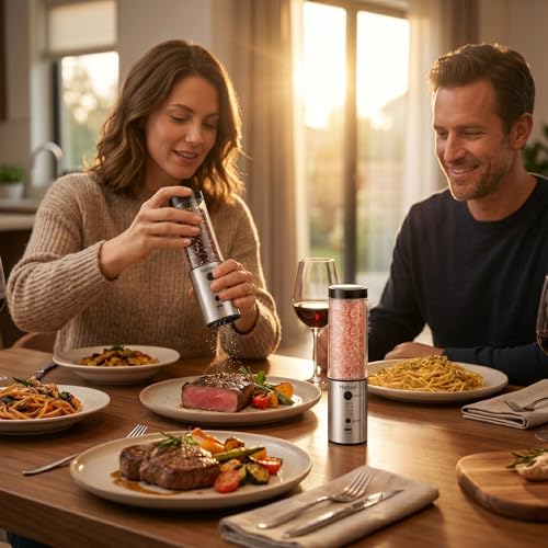 8oz Rechargeable Electric Salt and Pepper Grinder Set (2 Count)