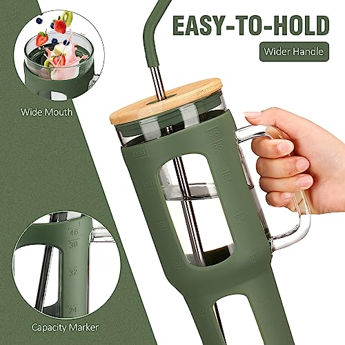 Glass Tumbler with Lid and Straw