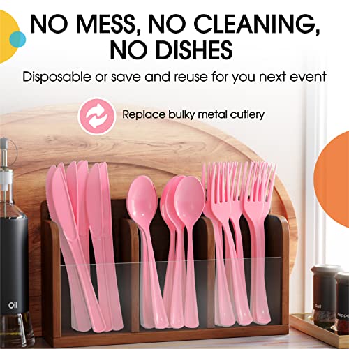 Party Solids Pink Plastic Spoons (200 Count)