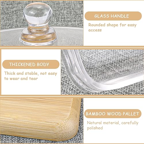 Crystal Clear Glass Butter Dish with Lid Butter Holder Container for Butter