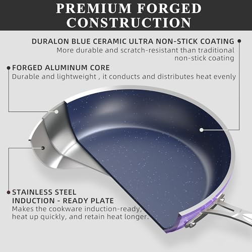 Healthy Duralon Blue Ceramic Nonstick Cookware Set