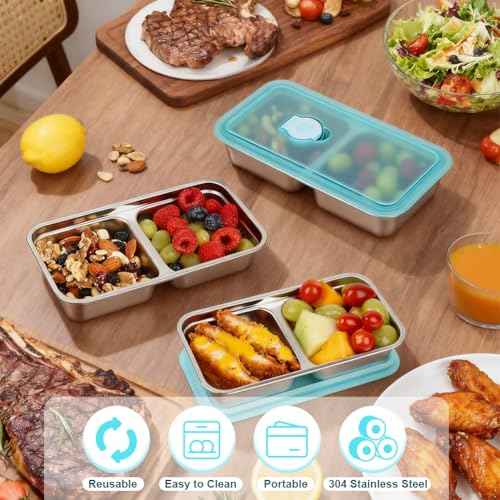 3 Pack Stainless Steel Snack Containers with Lids (3 Count)