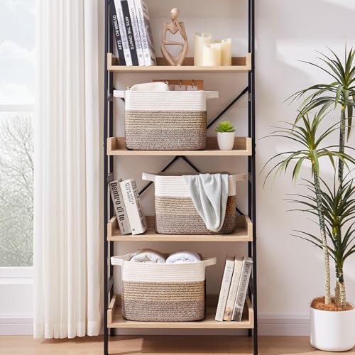 Cotton Rope Storage Baskets for Organizing Dark Brown 3