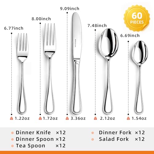 Silverware Set for 12 (60 Count)