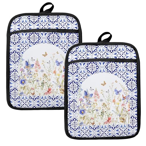 Colorful Wildflowers Floral Oven Mitts Set