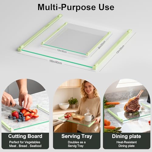 2PCS Glass Cutting Board with Silicone Grip (2 Count)
