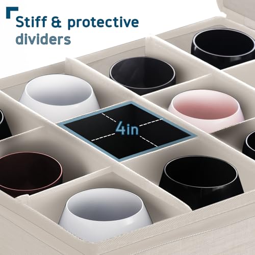 Wine Glass Storage Box with Dividers
