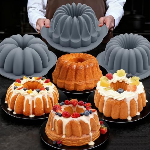4 Pieces Silicone Fluted Tube Cake Pans