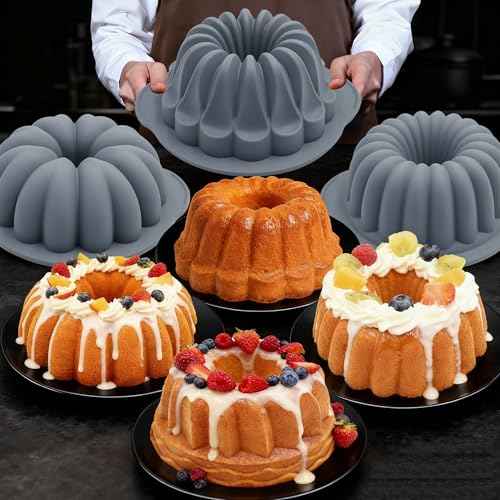 4 Pieces Silicone Fluted Tube Cake Pans