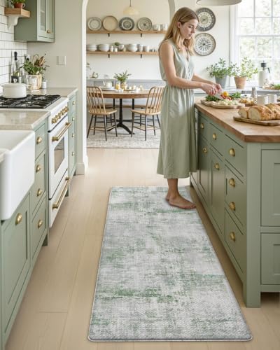 Kitchen Floor Mats Cushioned Anti Fatigue Runner Rug 23x59 Green