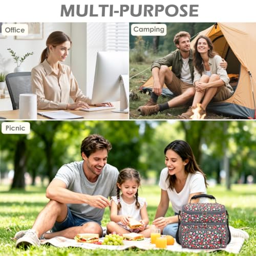 Double Layer Cooler Insulated Lunch Bag Adult Lunch Box Large Tote Bag for Men (2 Count)