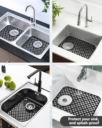 2 Pack Silicone Sink Mat Protector for Kitchen Sink
