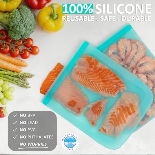 100% Silicone Reusable Gallon Freezer Bags (4 Count)