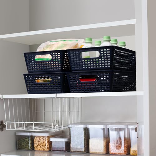 Stackable Woven Plastic Basket (6 Count)