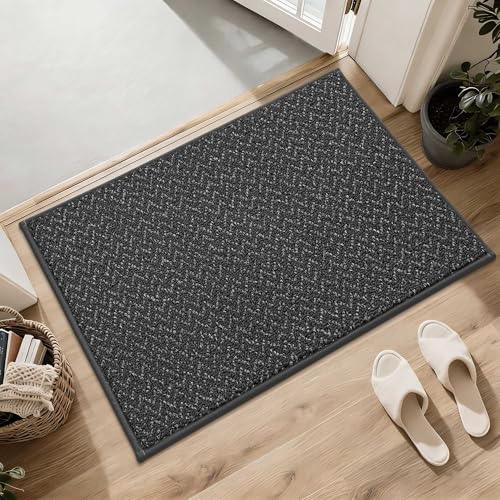 Dirt Trapper Door Mat 17"x30" Non Slip Washable Dark Grey
