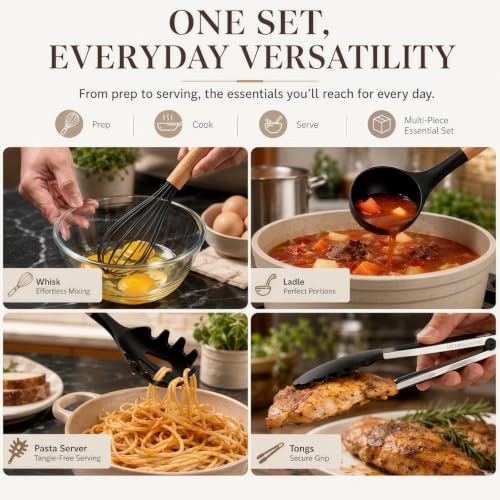Silicone 10 Pcs Kitchen Cooking Utensils Set (10 Count)