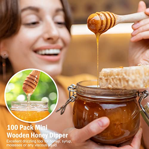 100 PCS Wooden Honey Dipper Sticks (100 Count)