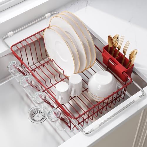 Red Dish Drying Rack in Sink