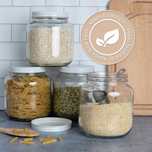 Half Gallon Mason Jar Wide Mouth with Airtight White Metal Lid