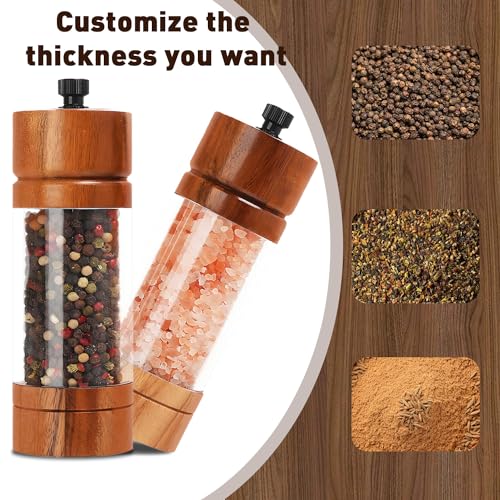 2 Pack 5.5 Inch Wood Salt and Pepper Grinder Set (2 Count)