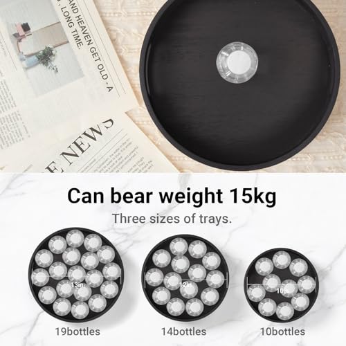 13in Black Bamboo Lazy Susan Turntable Round Organizer for Cabinet