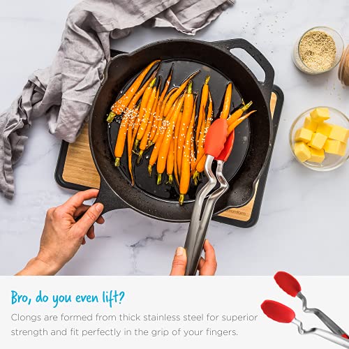 Clongs Grippy Silicone & Stainless Steel Kitchen Cooking Tongs with Click