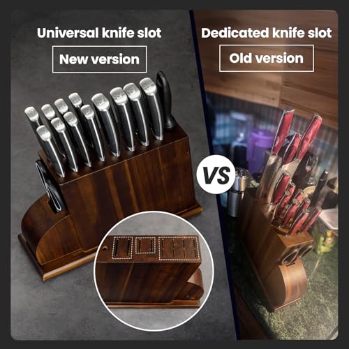 15 PC Magnetic Knife Sets for Kitchen with Block (15 Count)