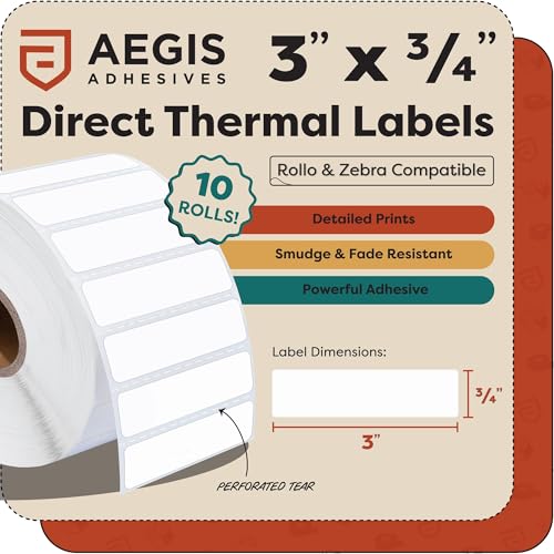 3" X 0.75" Direct Thermal Labels (12 Count)