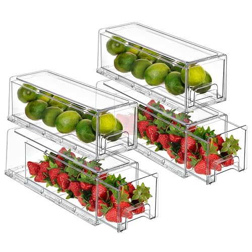 Clear Storage Drawers for Refrigerator & Pantry (4 Count)